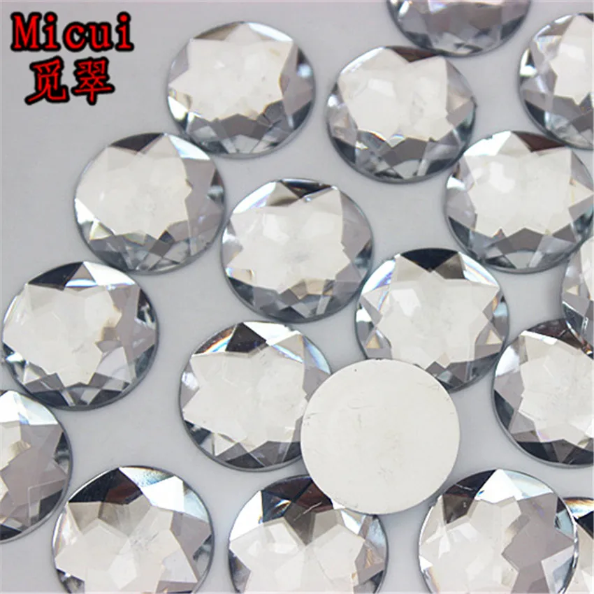 Круглые кристаллы Micui ZZ673 50 шт. 20 мм акриловые стразы с плоским основанием клейкие