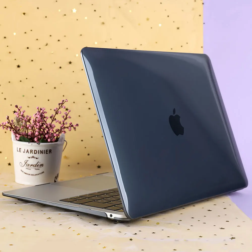 Crystal black Прозрачный кристально чистый чехол для Macbook Air Pro retina 11 12 13 15 16 дюймов Touch Bar/Touch ID A2141 A1932 A1989 A2159 - Цвет: Crystal black