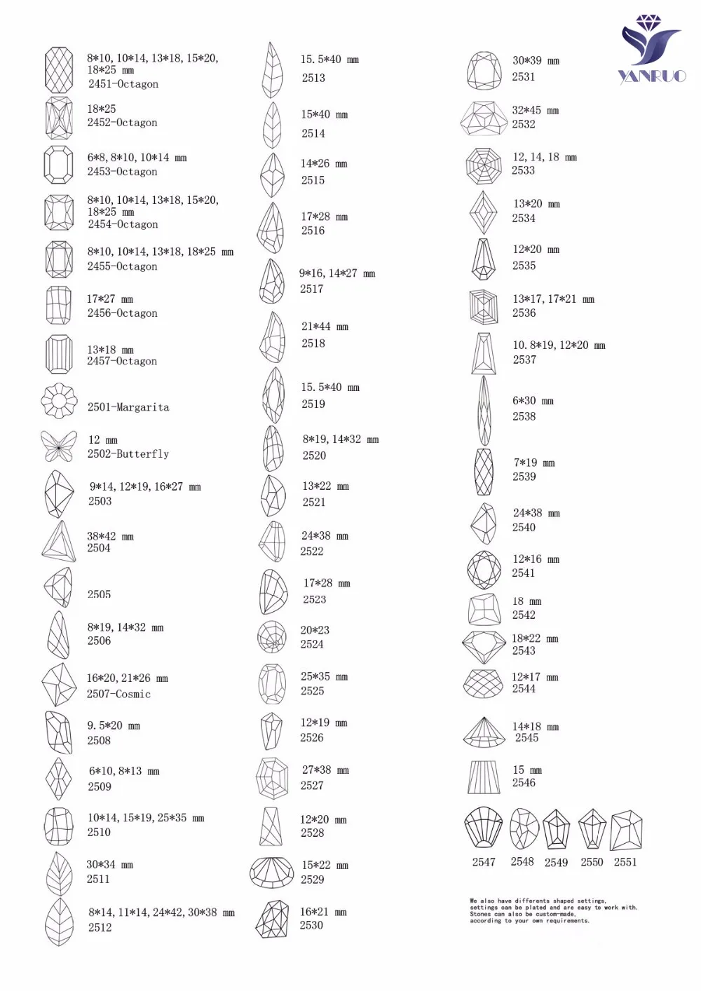 

YANRUO 2509TH AB 6*10mm 84Pcs Rhombus Flat Back Rhinestone Strass Glass Stones Sew On Crystals For Craft