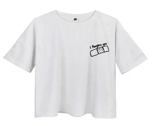 

i forgive you Printed Tees Girl Casual Short Sleeve Tops Harajuku hipster fofgive me Crop Top Tumblr Cotton Cropped Shirt