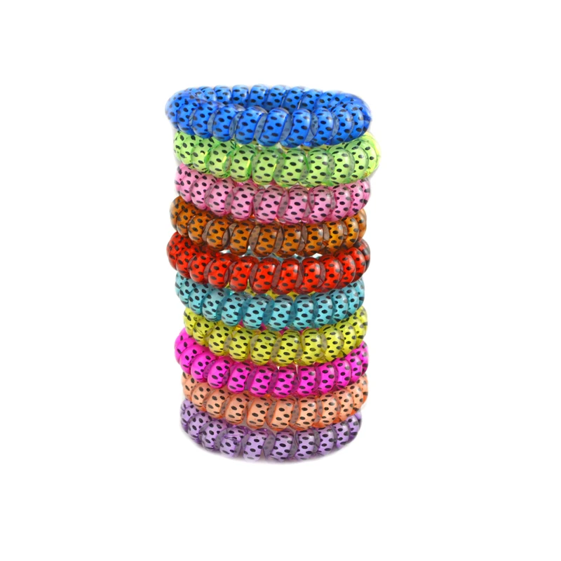 

Lots 10 Pcs Spot Dot Telephone Wire Line Elasticity Rubber Band Elastic Hairbands Hair Rope For Scrunchy Gum 5.5 CM