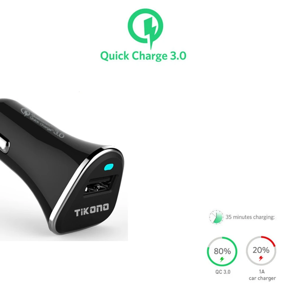 Автомобильное зарядное устройство Tikono Qualcomm Quick Charge 3 0 5V 3A с быстрой USB зарядкой для