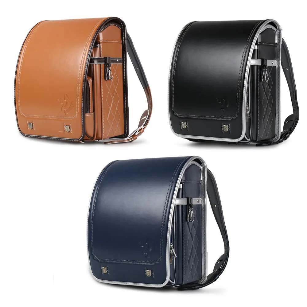 Coulomb Japanese Randoseru Children Backpack Kids Bags PU Solid Eagle A4 Mochila Infantil Baby Orthopedic Japan School bookbags