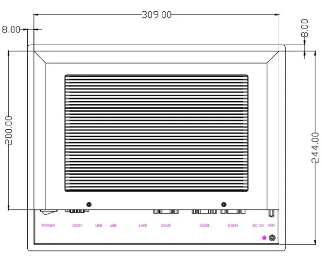 12 1 дюймовый безвентиляторный промышленный панельный ПК Core i5 4200U CPU 4 ГБ DDR3 RAM 500 Гб