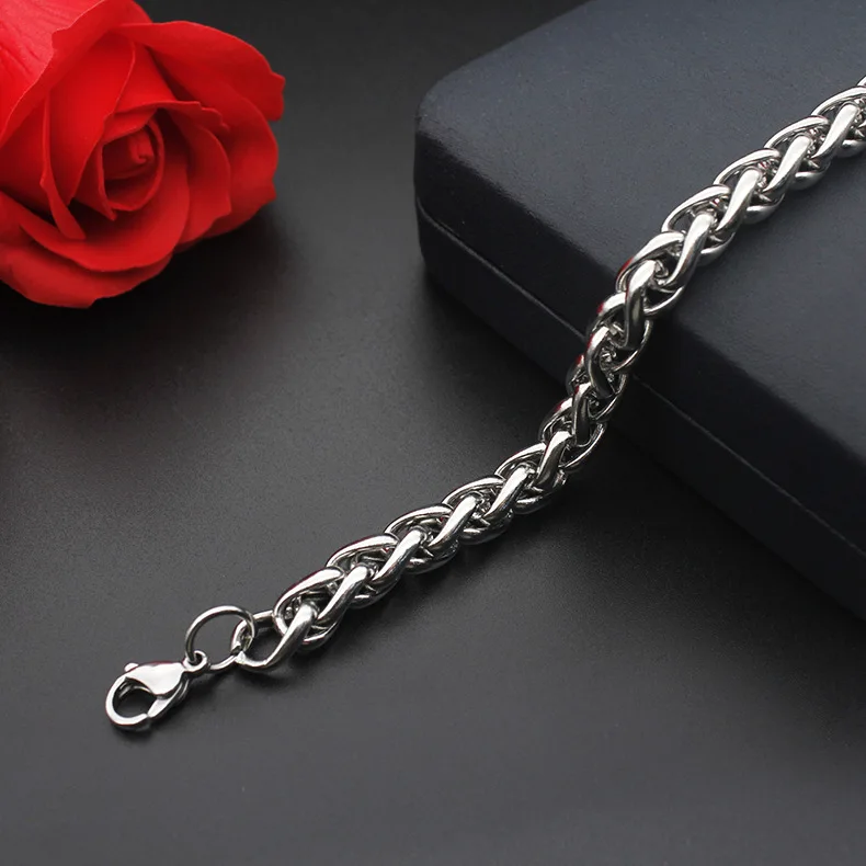 4 мм 6 8 pulseira masculina браслет из нержавеющей стали 316L S. Стальная цепочка на запястье