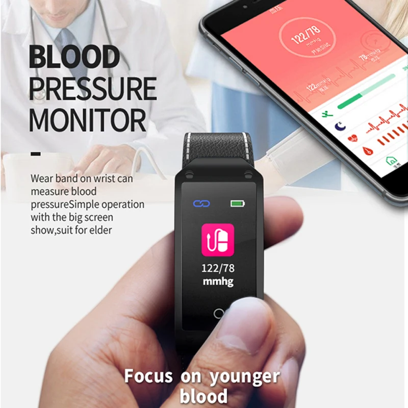 

Smart Watch 2018 Sport Tracker fitness Tracker Bracelet Smart Band Blood Pressure App Smart Band Blood Pressure Gift Men