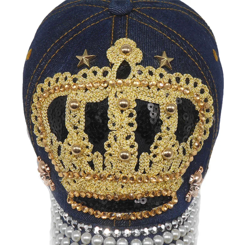 Стразы бейсболка с жемчугом шикарная Корона жемчужные блестки Casquette роскошная