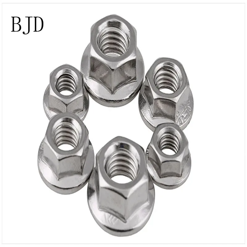 100PCS M3 3mm nut M4 M5 M6 M8 Metric thread 304 Stainless Steel Hex Flange Nuts | Обустройство дома