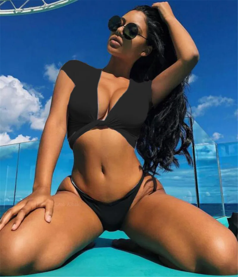 SAKKUS Женский комплект бикини из двух предметов с коротким рукавом сексуальный