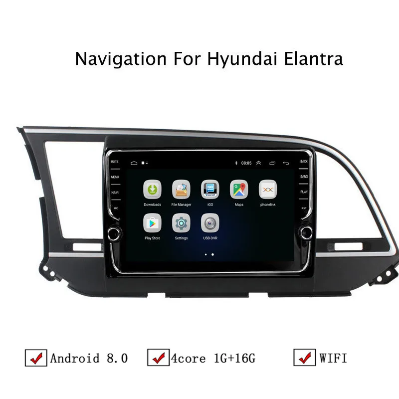 Автомобильный мультимедийный плеер NAVITOPIA 9 дюймов Android 8 1 GPS навигация для Hyundai Elantra