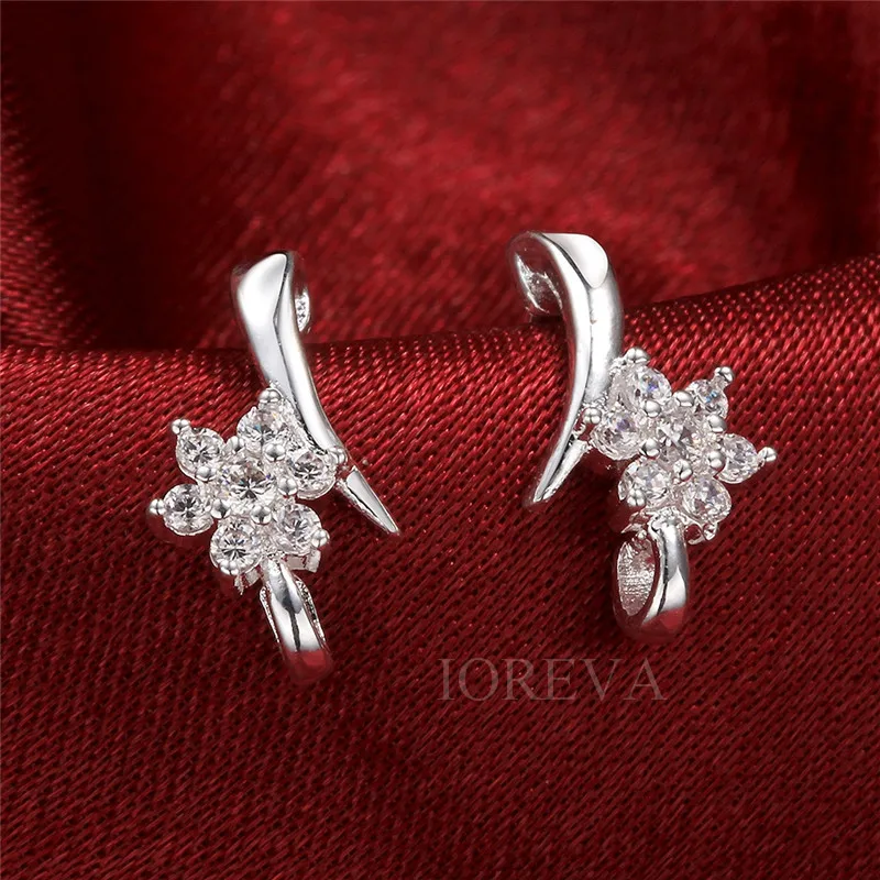 Цветы серьги стержня для женщин имитация алмазный посеребренные ювелирные