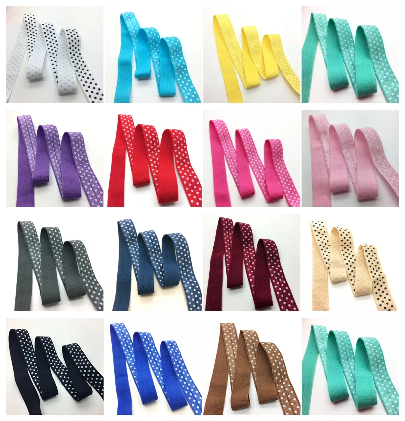 Складные эластичные ленты в горошек темно синего цвета 5 ярдов/партия 5/8 дюйма (15