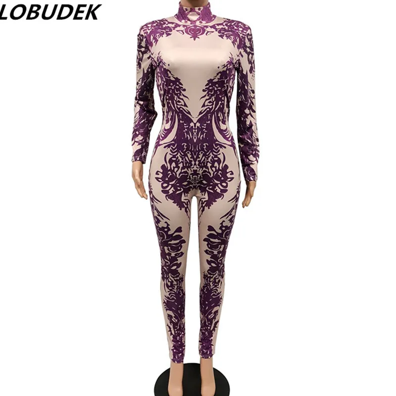 3D Фиолетовый купальник из спандекса с принтом Женский обтягивающий комбинезон