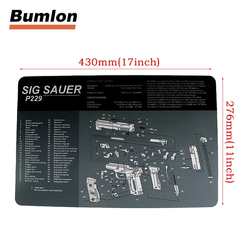 

Gun Cleaning Bench Mat Rubber Carpet Waterproof Non-Slip with Instructions Armourist Mat for Tactical hunting Airsoft Accessory