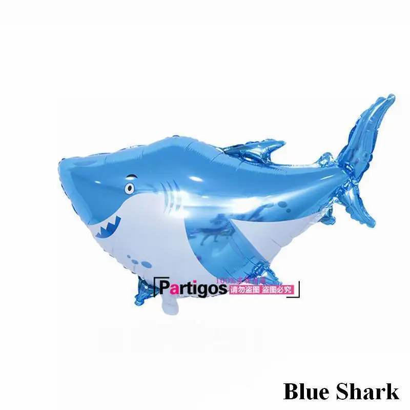 1pc blue shark Воздушные шары из фольги в виде животного День рождения украшения Дети океан рыбы шары надувные игрушки детский душ Летние Животные тема Вечерние - Цвет: 1pc blue shark