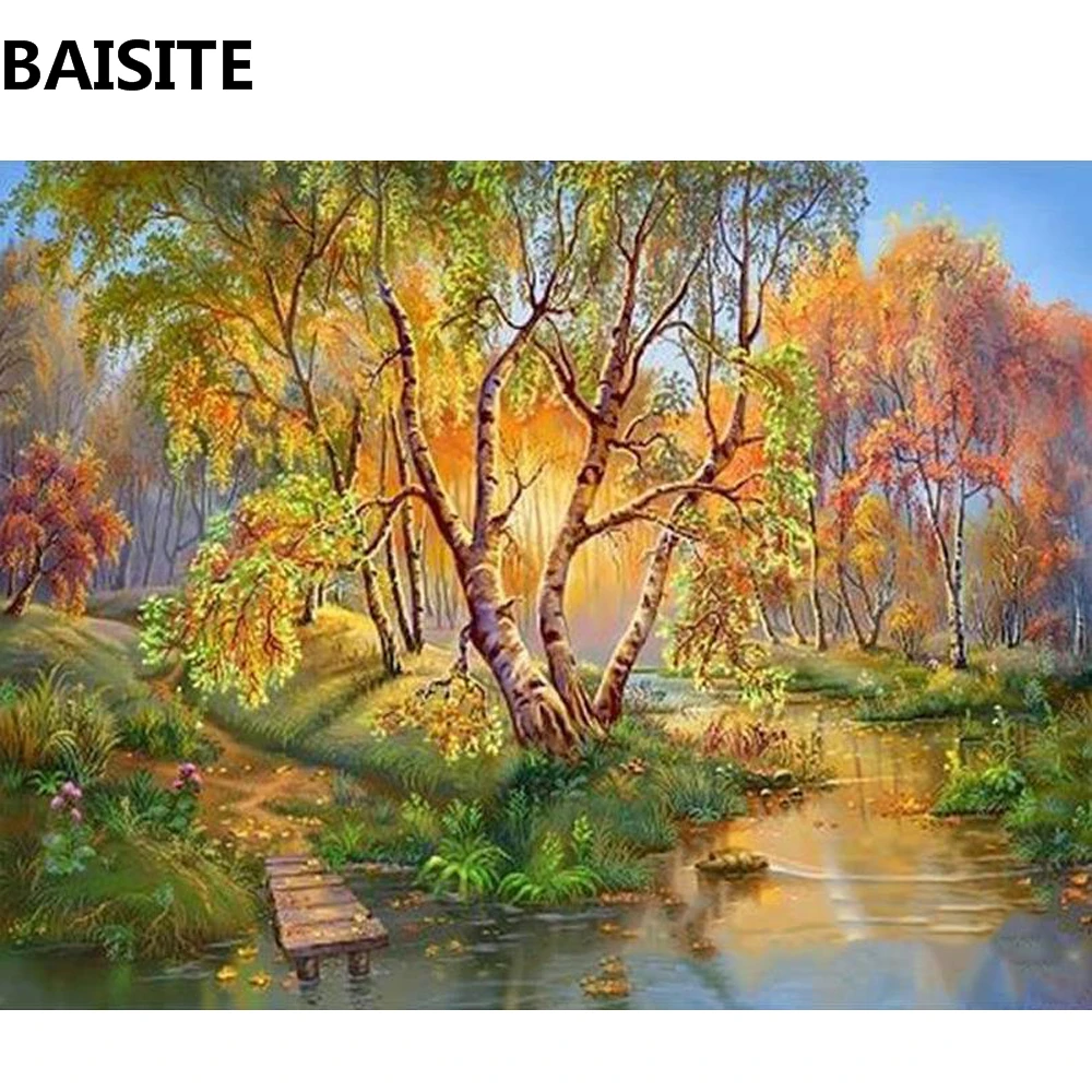 Картина маслом по номерам BAISITE сделай сам на холсте с цветами для гостиной