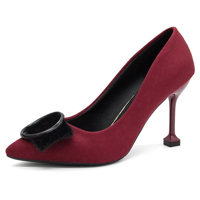 

Women Shoes Fashion Pumps Shoes Shallow 7cm & 9cm Thin High Heels Pointed Toe Square Buckle Office Sexy Lady Party Female Shoes