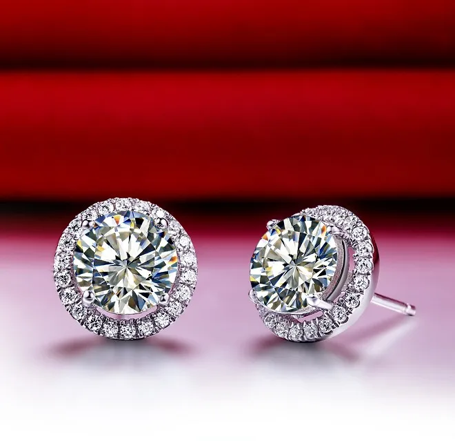 

TestPositive Warranty Brilliant 1Ct/Piece Round Cut Moissanite Stud Earrings Wedding Jewelry Solid 18K White Gold Earrings
