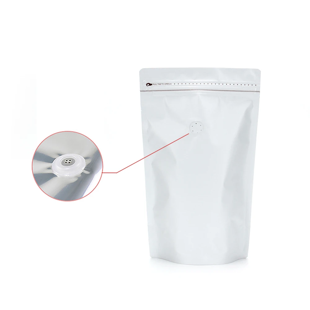 0.25lb до 2lb Толстая Алюминиевая фольга Встаньте Cofee бутылка для воды сумки для хранения матовый белый замок на молнии мешочек для кофе с клапаном 25 шт - Цвет: White with Valve