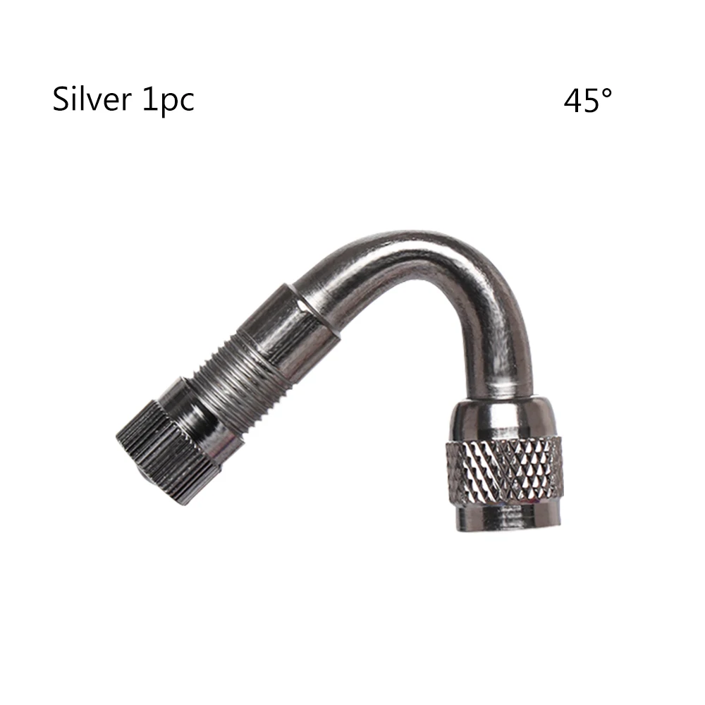 Silver 45 45 °/90 °/135 градусов угол латунь воздуха в шинах шток клапана(с удлиняющей деталью) Адаптер для автомобилей Грузовик Мотоцикл аксессуары для велосипеда - Цвет: Silver 45