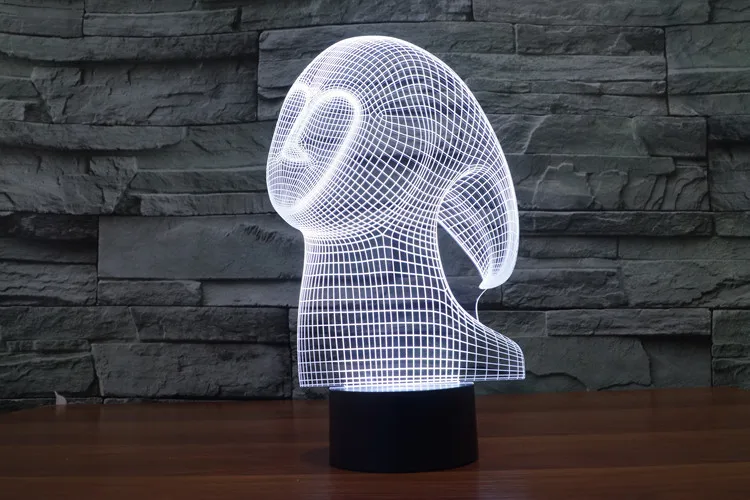 Призрак 3D USB Led ночник 7 цветов меняющая Рождественское настроение лампа
