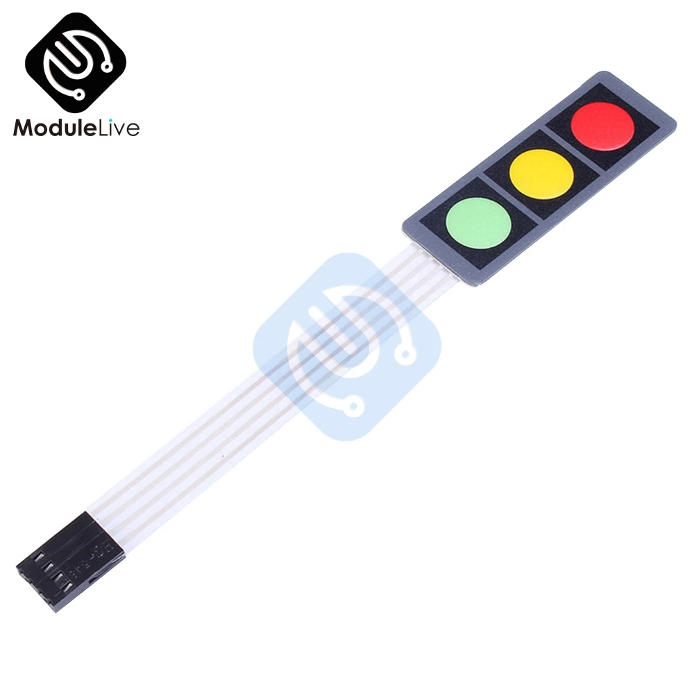 

1x3 RGB красный зеленый желтый матричный мембранный переключатель, клавиатура с 3 клавишами, 1*3 клавиши, дисплей, панель управления переключате...