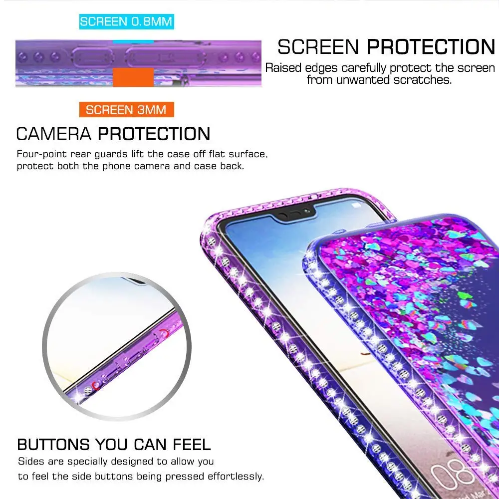 Luxury Bling Diamond Glitter Case For Huawei P20 Lite Coque Nova 3e Liquid Quicksand Floating Sparkle Flowing Cover | Мобильные