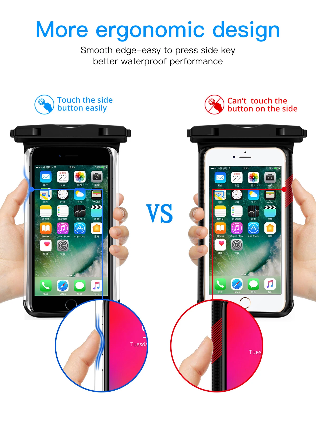 ANMONE Waterproof Smartphone Case Full View Underwater Pouch Transparent Dry Bags Swimming Diving Hiking Water Proof Covers