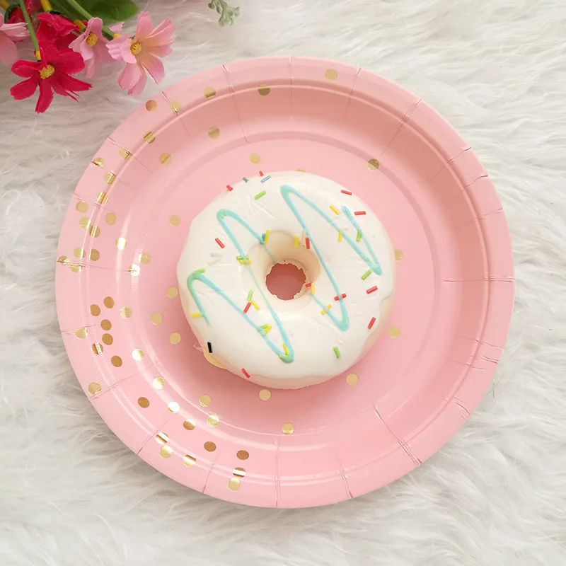 Одноразовая фотобумага в горошек бумажная тарелка золотого розового мятного