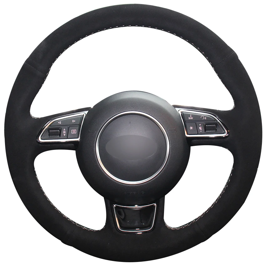 Чехол на руль автомобиля из черной замши для Audi A1 A3 A5 A7|car steering wheel cover|steering coverwheel cover