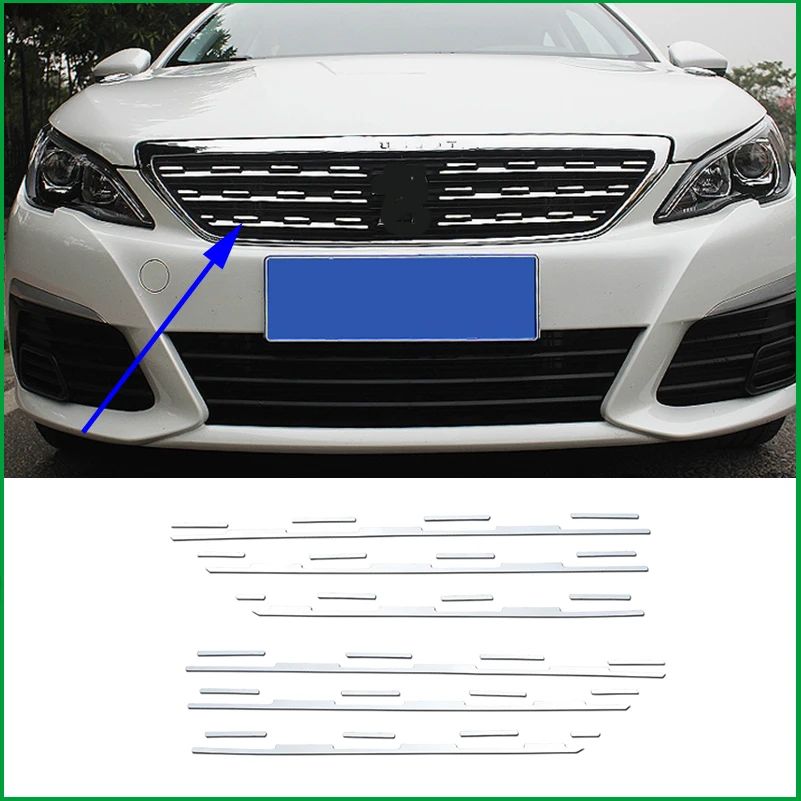 Для Peugeot 308 T9 2016 2017 2018 нержавеющая сталь Передняя решетка гриль стойка