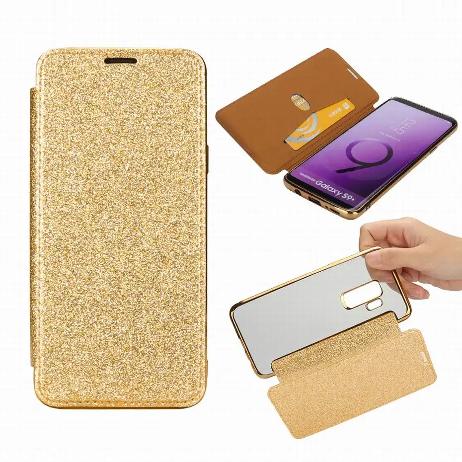 Bling Глянцевая искусственная кожа флип чехол для samsung Galaxy S10 S10e S7 S9 S8 Edge Plus Чехол