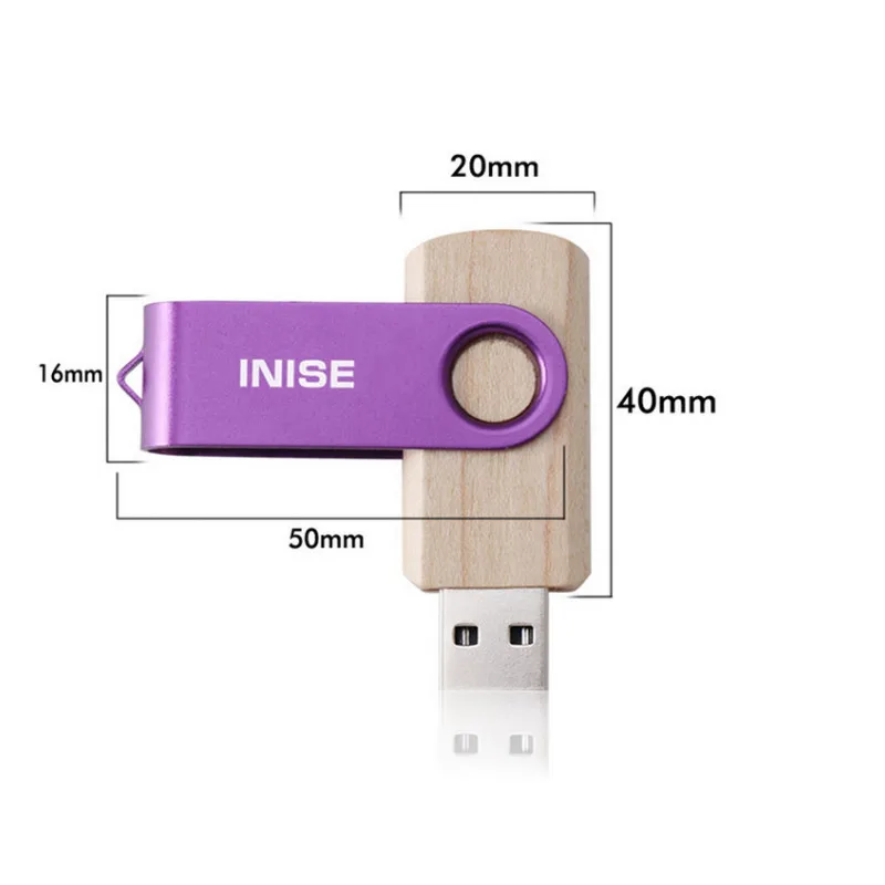 Кленовая Флэшка из натурального дерева с деревянной usb-частью металлический