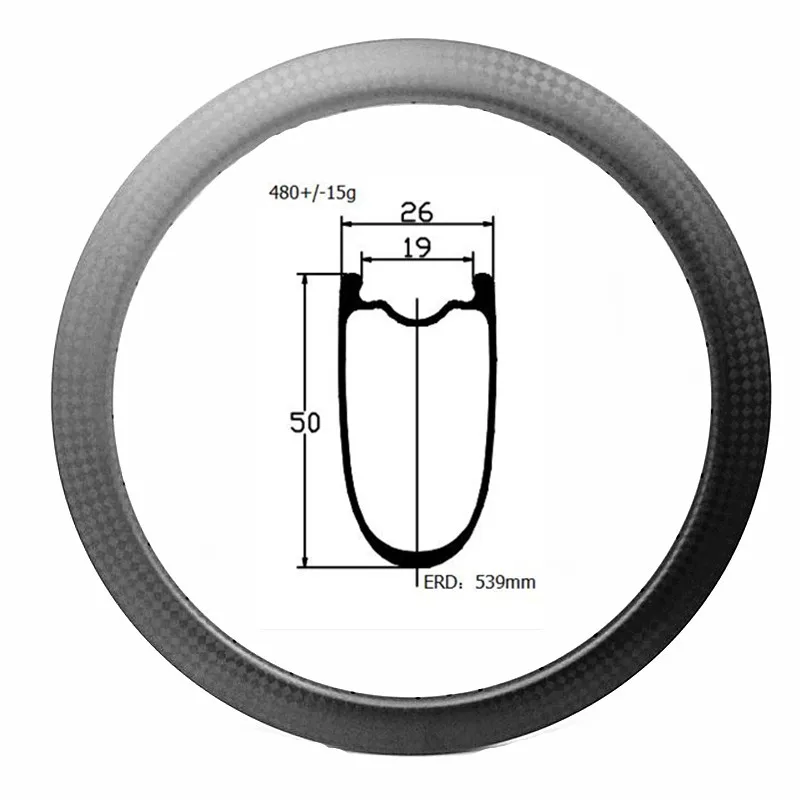 700c дисковое Велосипедное дорожное обод 50x26 мм симметричное бескамерное карбоновое колесо дисковое тормозное дорожное обод 480/-15 г дисковое тормозное колесо для дорожного байка ERD 539 мм