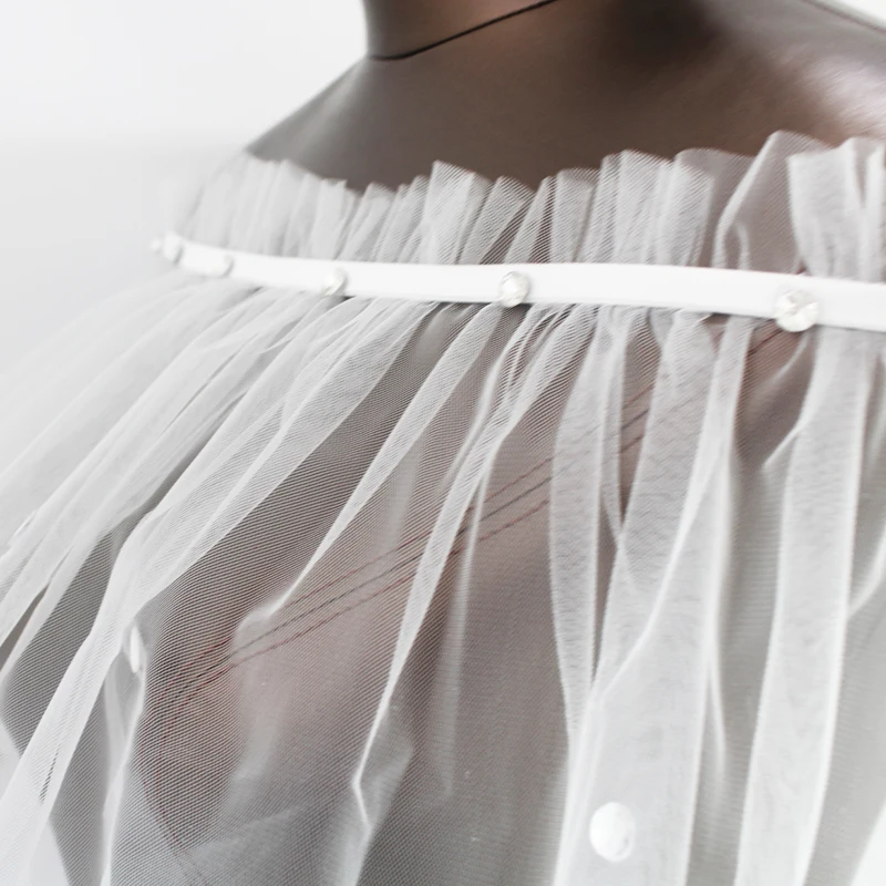 ZUOYITING Свадебная куртка цвета слоновой кости тюль с открытыми плечами женская