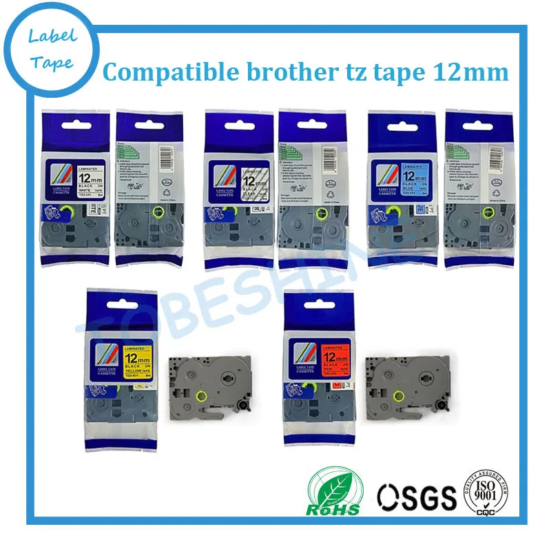 

4pk/lot brother tz label tapes compatible 12mm tze laminated tape tze231 tz531 tz-631 tze334