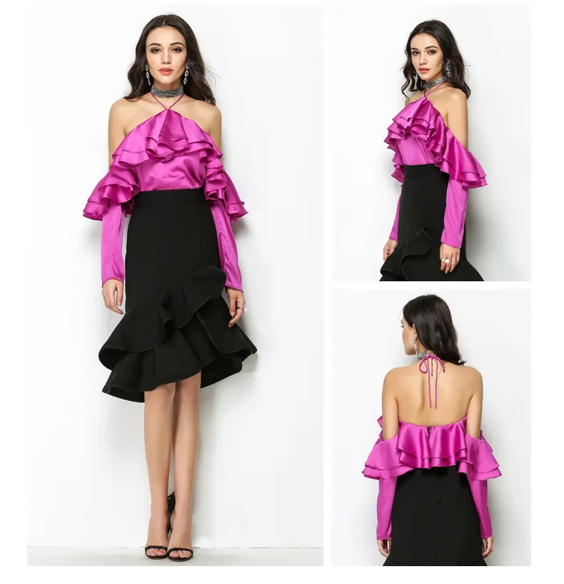 Блузка женская с открытыми плечами на бретелях рукавом бабочкой|off shoulder top|shoulder off
