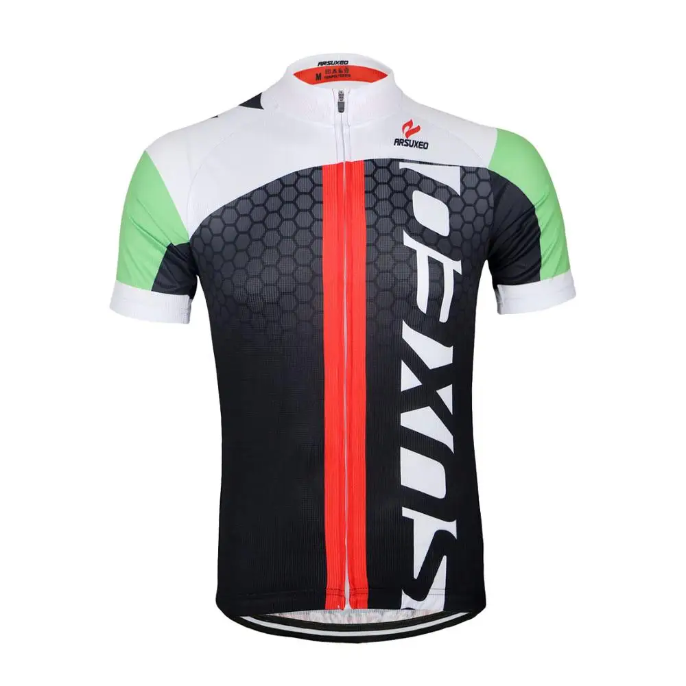 green shirt ARSUXEO мужская летняя велосипедная майка с коротким рукавом, велосипедная майка, одежда для горного спорта, MTB, Униформа, командные рубашки ZSS52 - Цвет: green shirt