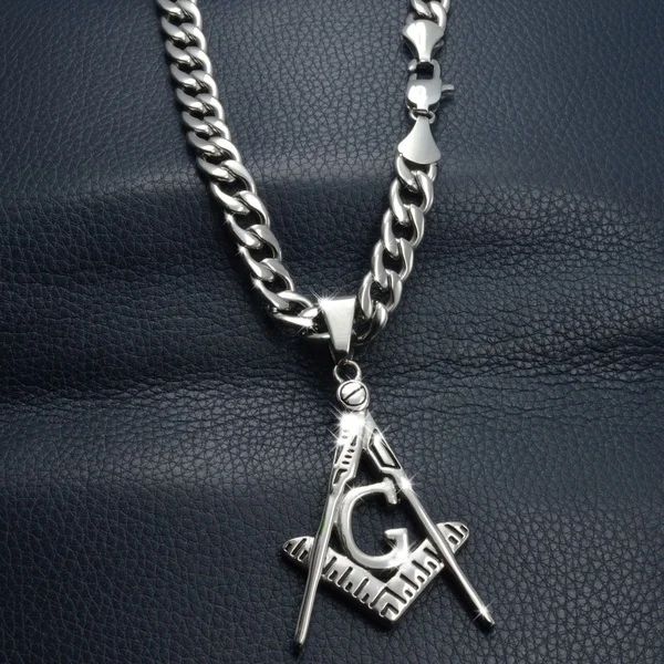 Серебряный тон масонский масон кулон из нержавеющей стали Бесплатная Цепочка