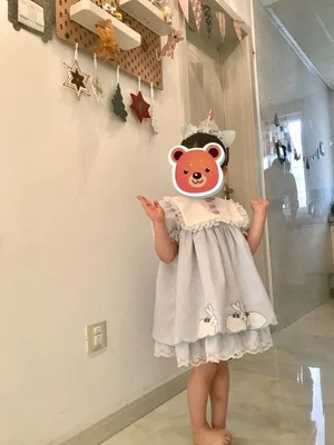 Summer Rabbit Embroidered Turkish Princess Dress for Baby Girls - Vintage Spanish Pompom Gown Perfect for Easter, Birthdays, and Casual Wear image 5