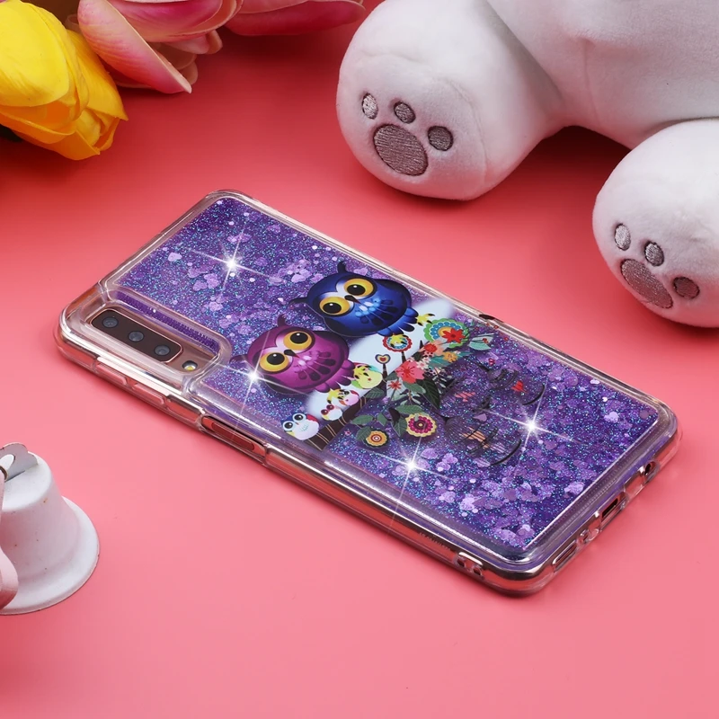 Жидкий чехол для Samsung Galaxy A7 2018 Quicksand Cover A3 A5 2017 блестящий A8 A9 A6 PLUS динамический