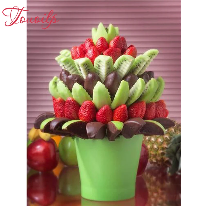 

Touoilp full Square&round fruit Strawberry Chocolate 5d Diamond Painting Diamond Embroidery Handmade Mosaic Cross Stitch Pattern