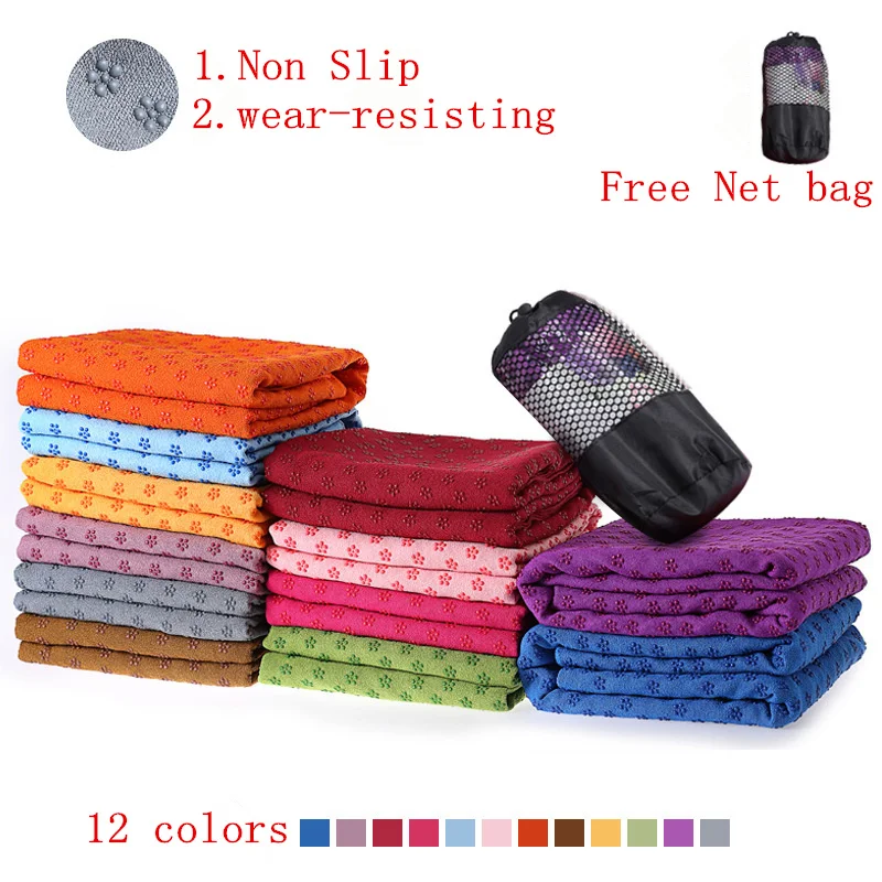 

Non Slip wear resistance microfiber Yoga exercise towel gym fitness Blanket Silicone Nubs Environmental Anti-slip Yoga mat Towel