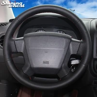 shining wheat black leather car steering wheel cover for jeep compass 2006 2010 old patriot 2007 2010