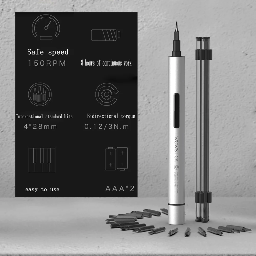Wowstick 1fs 1 p Электрический Крутящий момент 0,3 N. m Мини электрическая отвертка 18 шт. бит для умного дома наборы и биты коробки