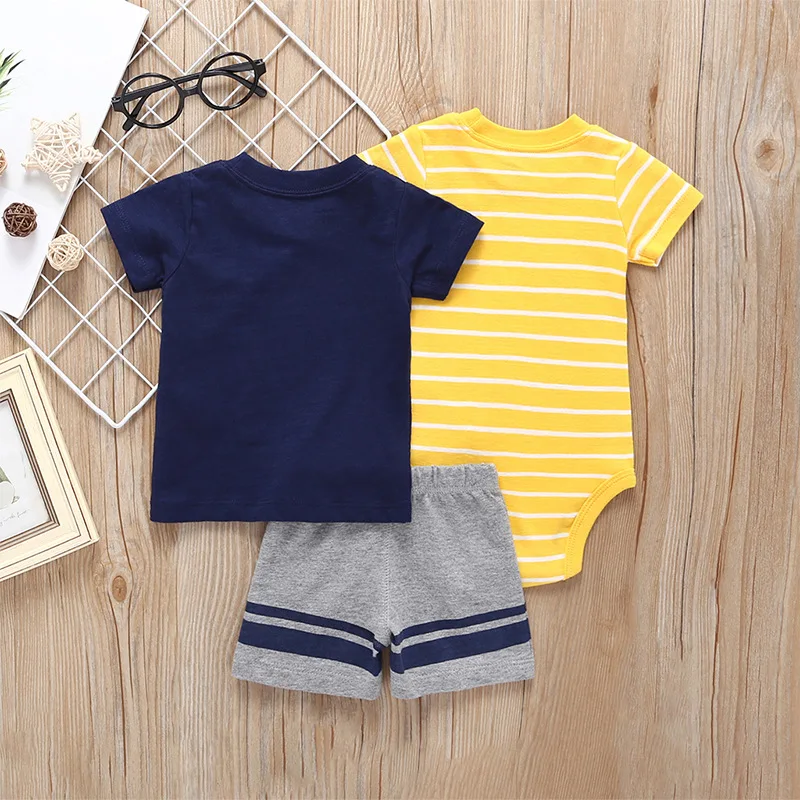 Одежда для младенцев шорты мальчиков + футболка топ боди комплект летней одежды с