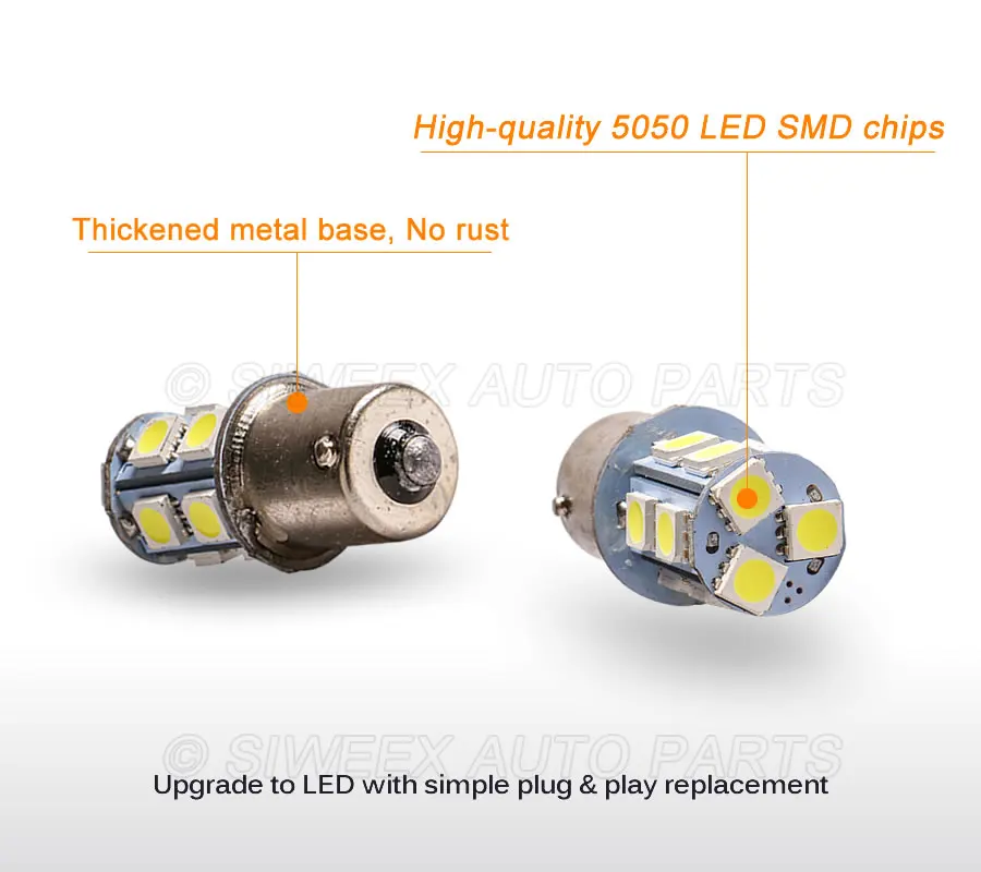 10 Pcs BA15S 1156 5050 13 SMD Car LED Dome Parking Light Turn Signal Bulb Tail Brake Side Marker License Plate Lamp White 12V | Автомобили