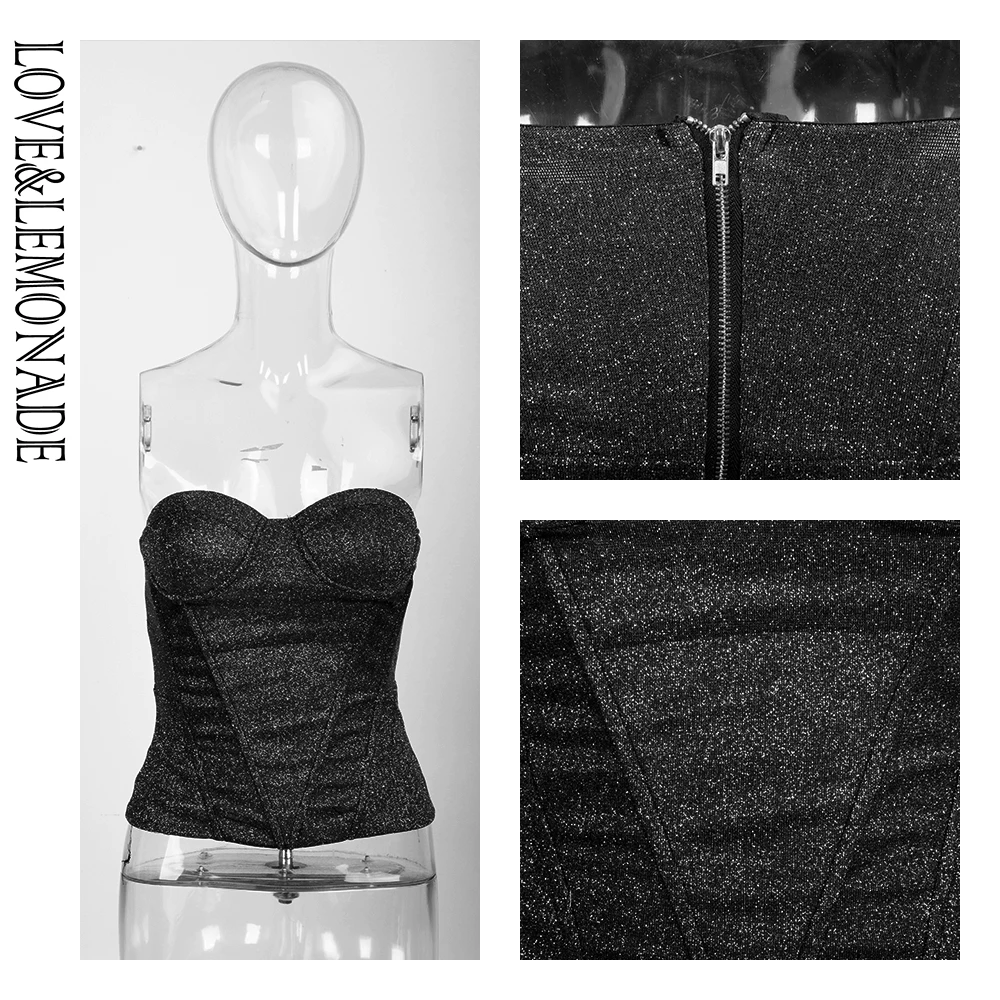 Женский топ-труба LOVE &amp LEMONADE Блестящий эластичный Топ на груди модель LM81760 |