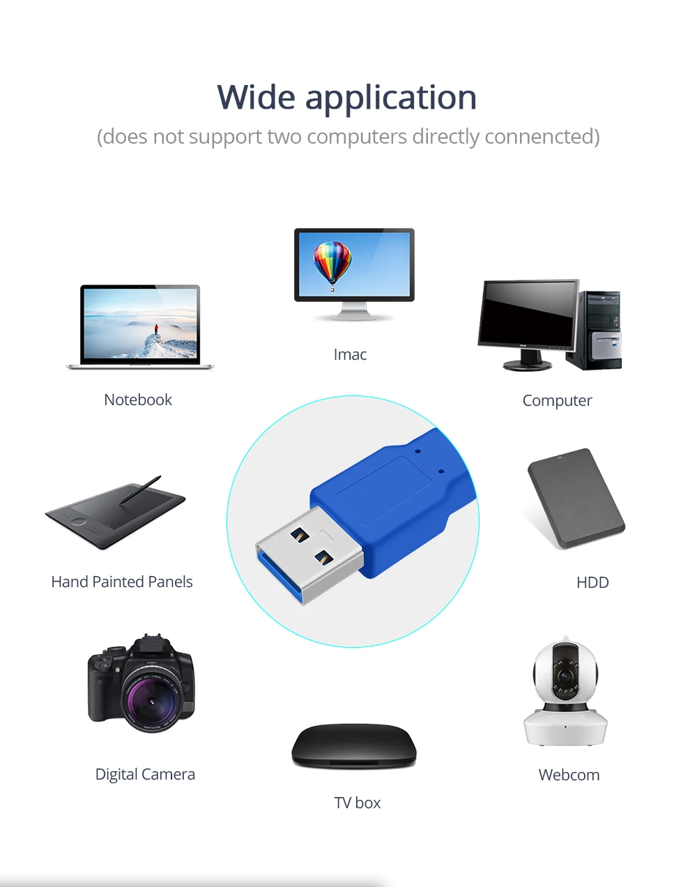 60 см USB Удлинительный кабель типа А «Папа-папа» USB 3,0 удлинитель USB-USB удлинитель для радиатора жесткого диска Webcom