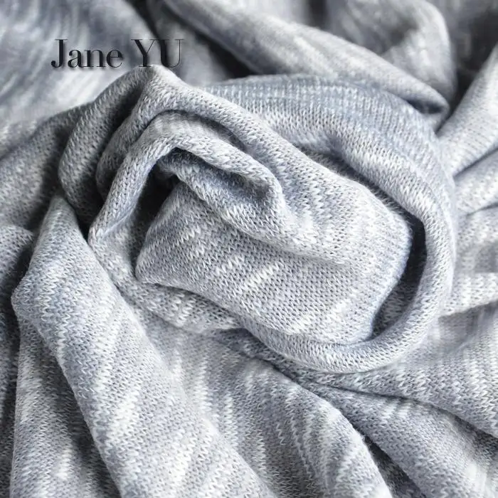 Трикотажная шерстяная ткань JaneYU светильник-голубого цвета с золотистой нитью